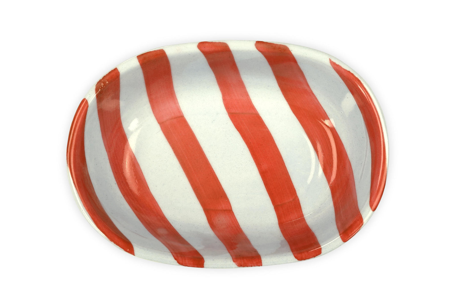 Ceramic Stripe  Bowl, Red