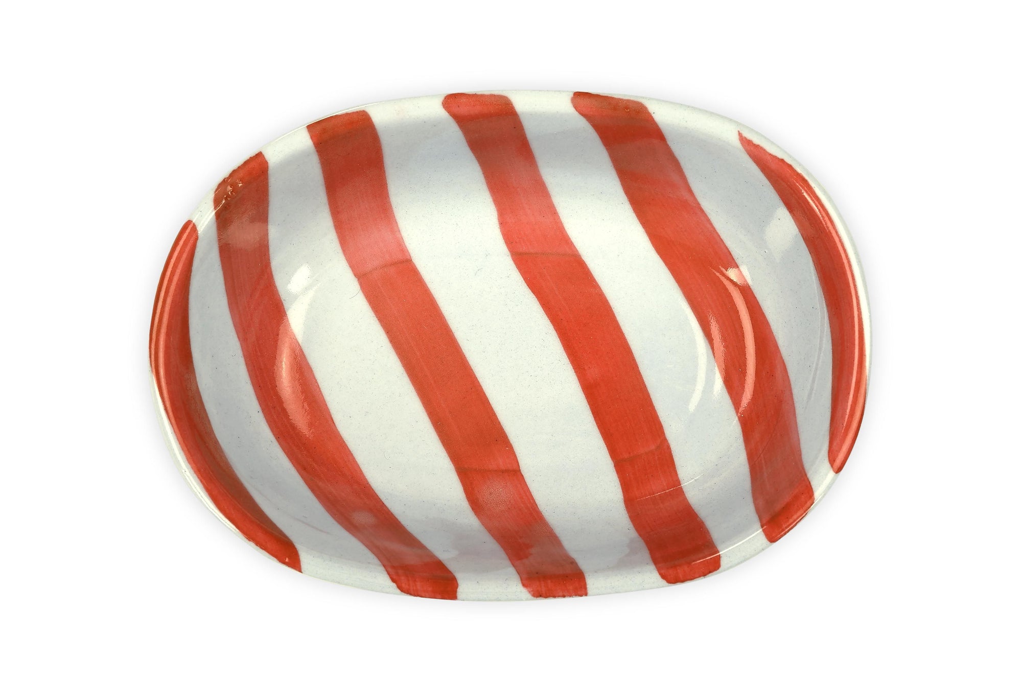 Ceramic Stripe  Bowl, Red