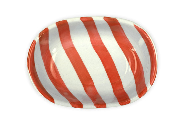 Ceramic Stripe  Bowl, Red