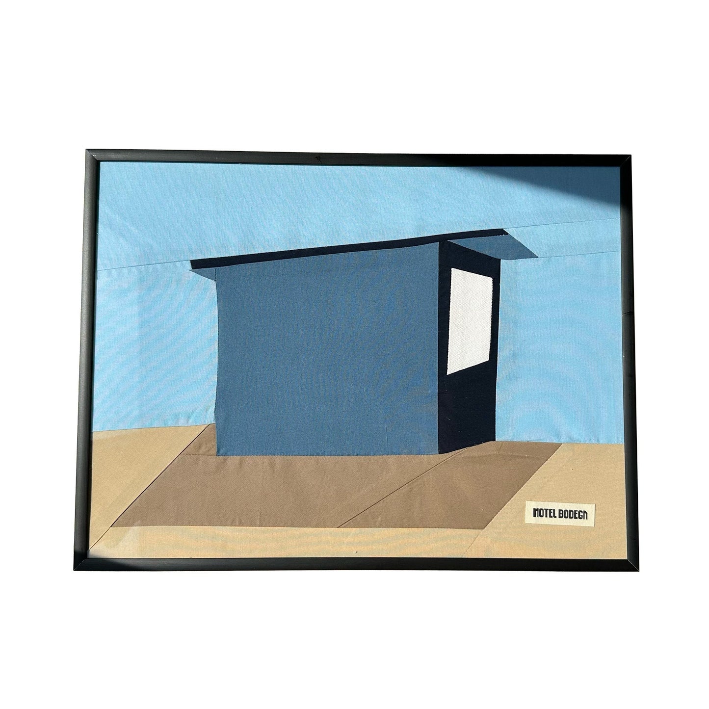Beach Hut Original Quilted Artwork in Frame