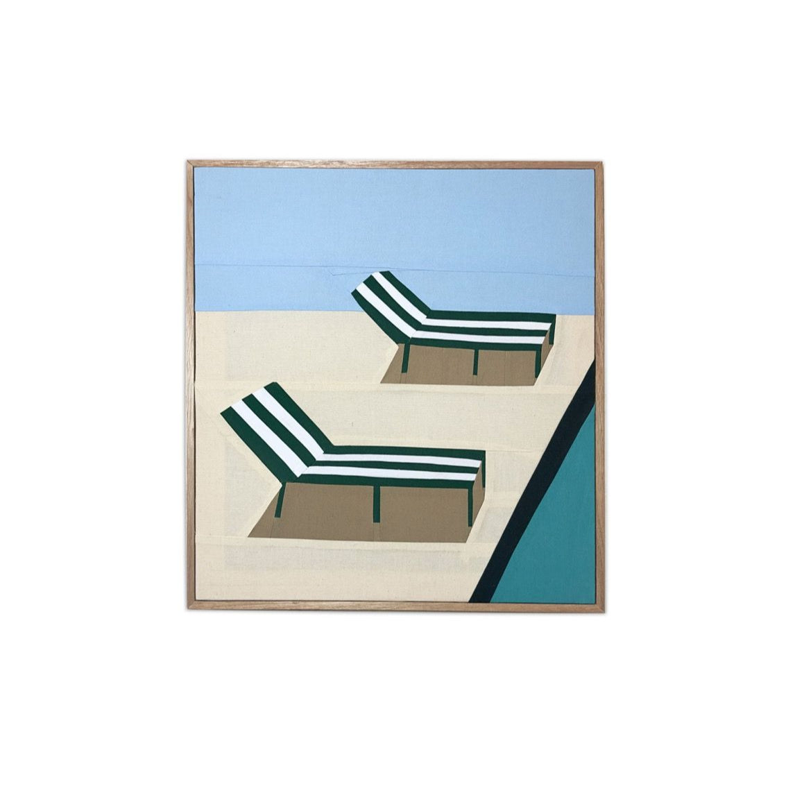 Striped Sun Loungers Original Quilted Artwork