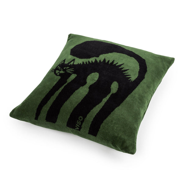 Cat and Match Green Pillow Cover
