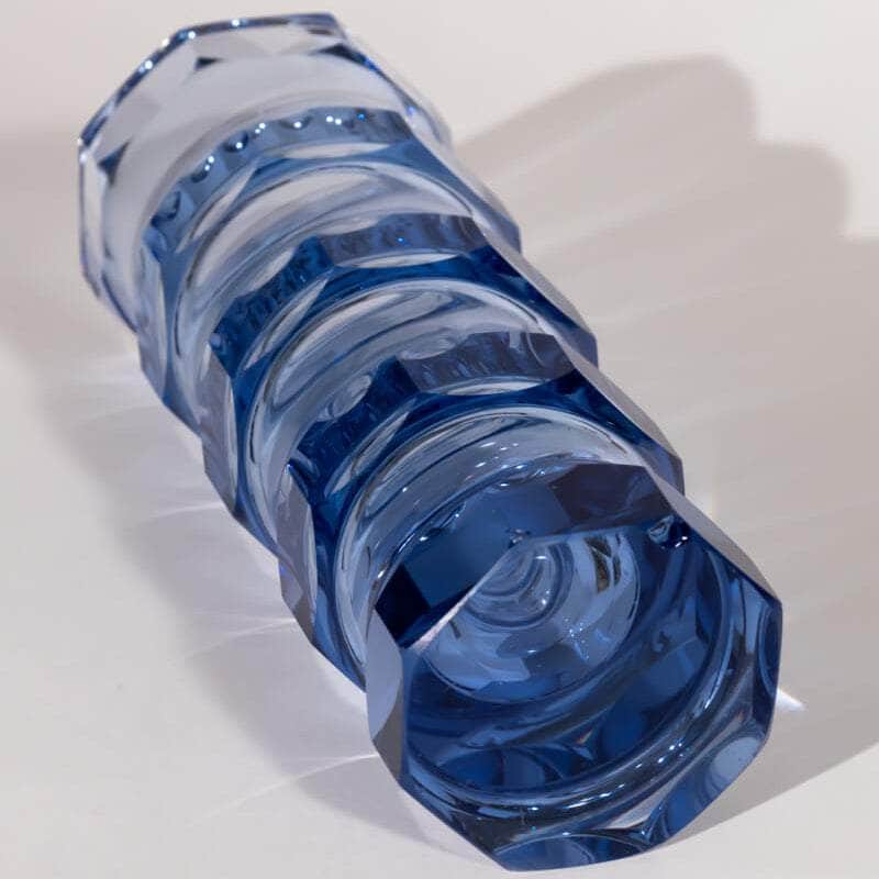 Vintage Faceted Crystal Vase, Oldrich Lipsky for VEB Glaswerke