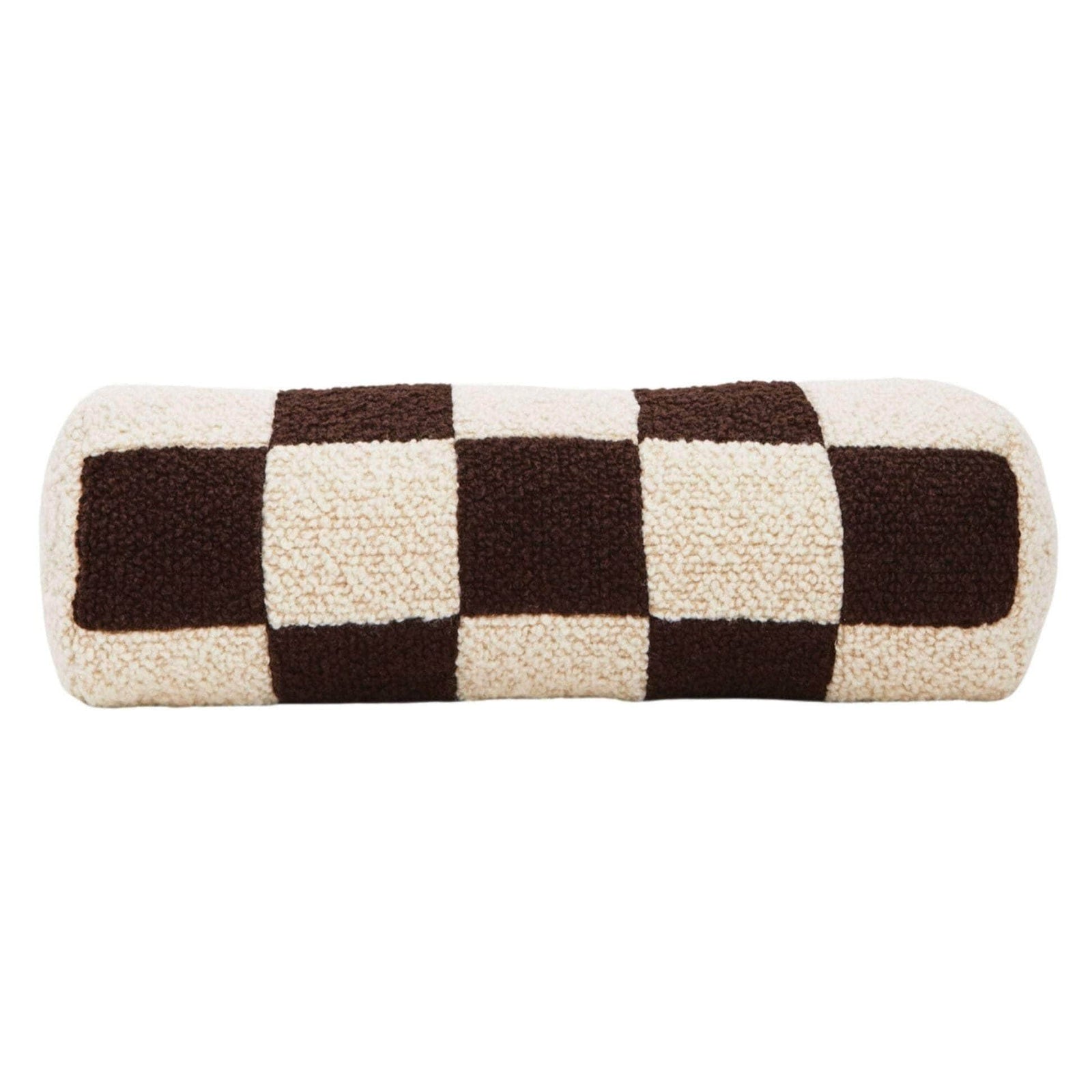 Le Cylindre - Wool Bouclé Checkered Bolster Chocolate/ Eggshell