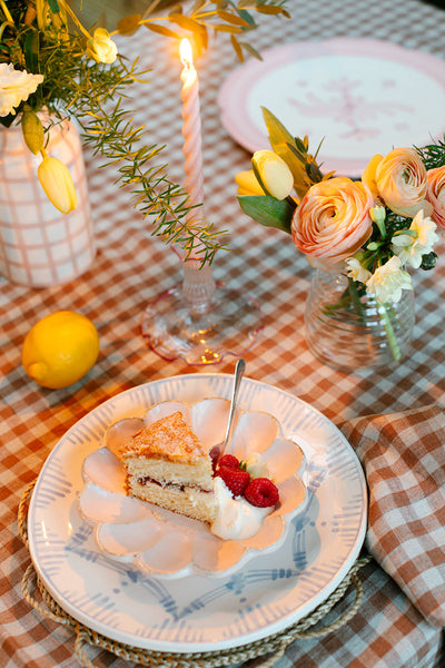 Large Linen Tablecloth in Rose Gingham