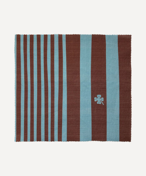 Interiors Fabric- Lucky Stripe in Cerulean Blue/ Chocolate