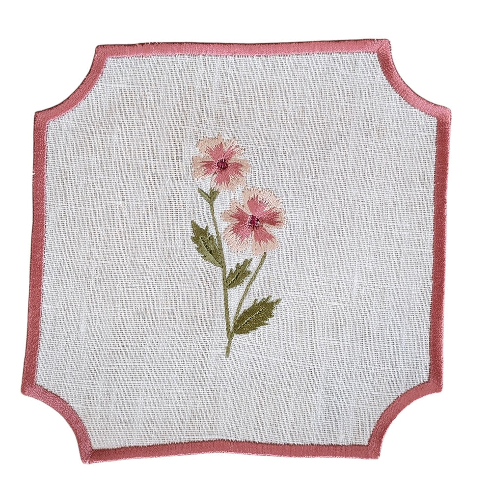FLEUR - Floral Embroidery Cocktail Napkin Set (set of 6)