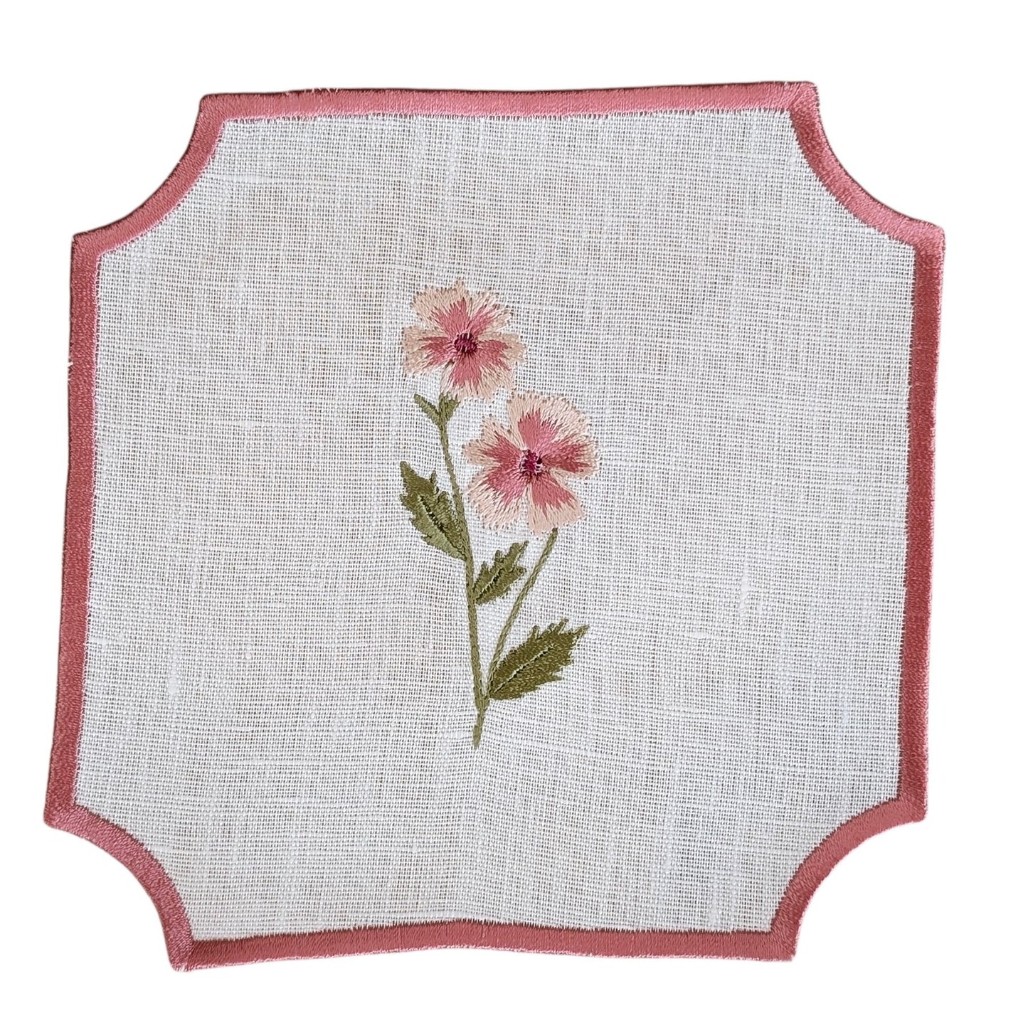 FLEUR - Floral Embroidery Cocktail Napkin Set (set of 6)