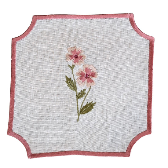 FLEUR - Floral Embroidery Cocktail Napkin Set (set of 6)