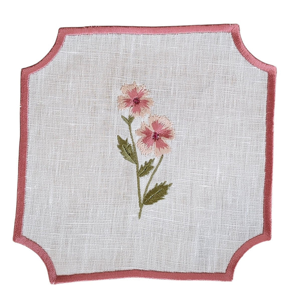 FLEUR - Floral Embroidery Cocktail Napkin Set (set of 6)