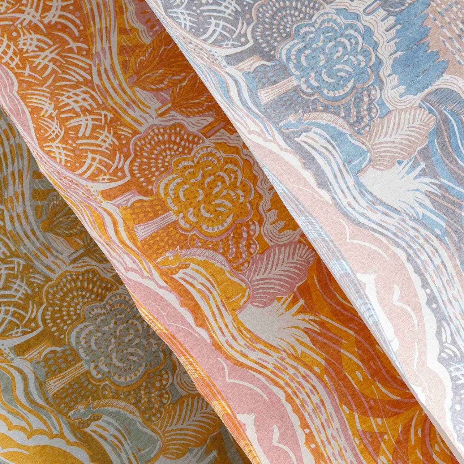 The Plough Wallpaper in Blue and Grey