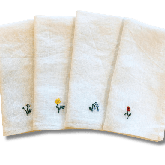 Wonderful Wildflowers White Napkins, Set of 4