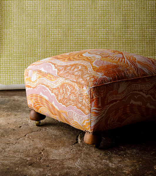 Edwardian Pouffe in The Plough Ethel Pink and Harvest Gold