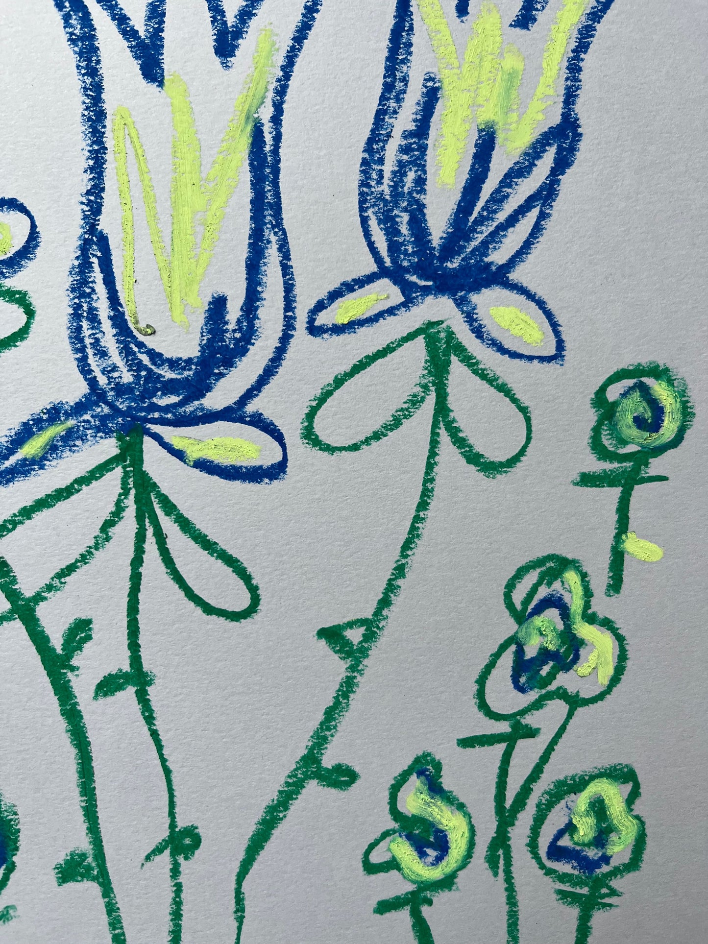 Light Green & Blue Floral | Original Painting A3