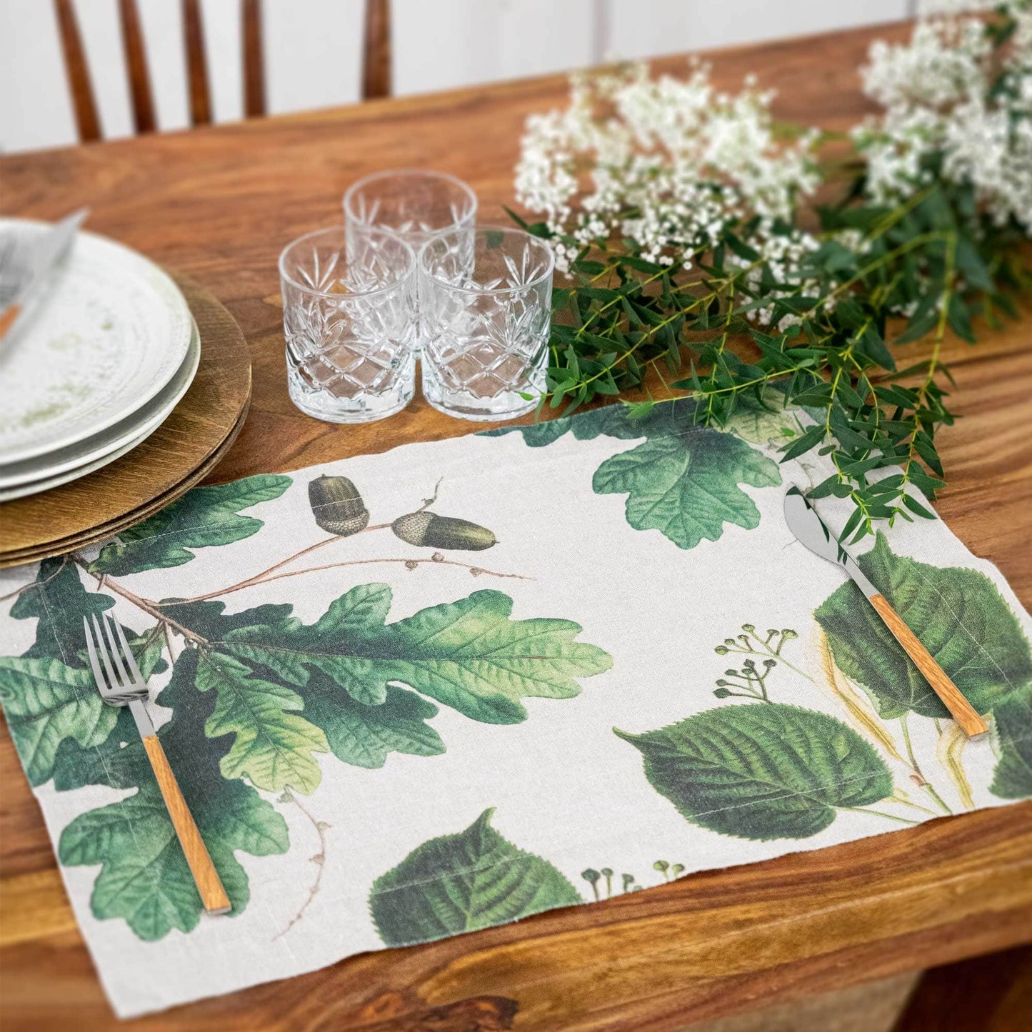Linen Placemats TREES  Set of 2