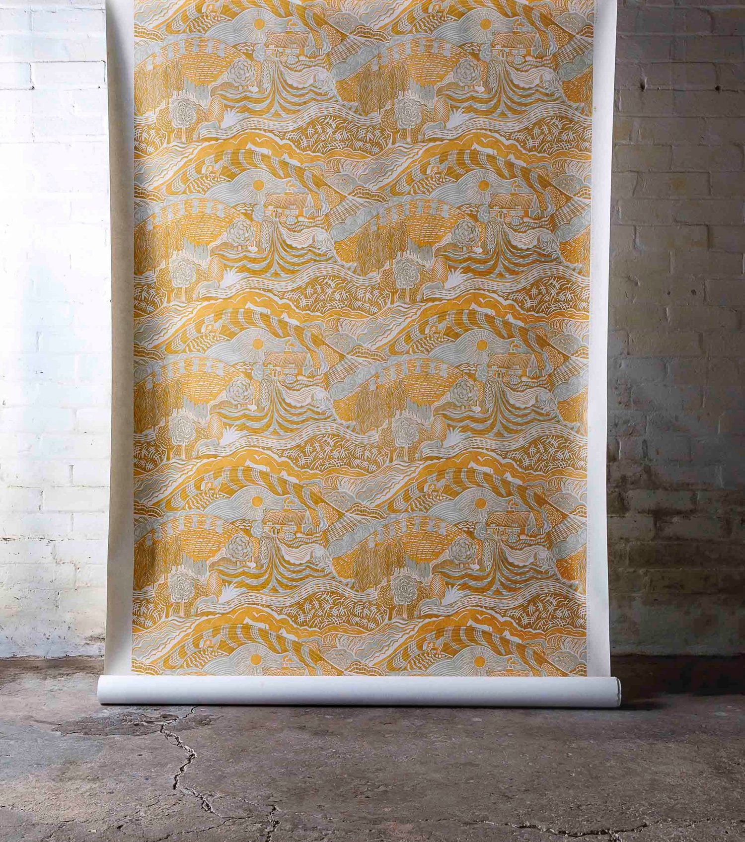 The Plough Wallpaper in Grey and Gold