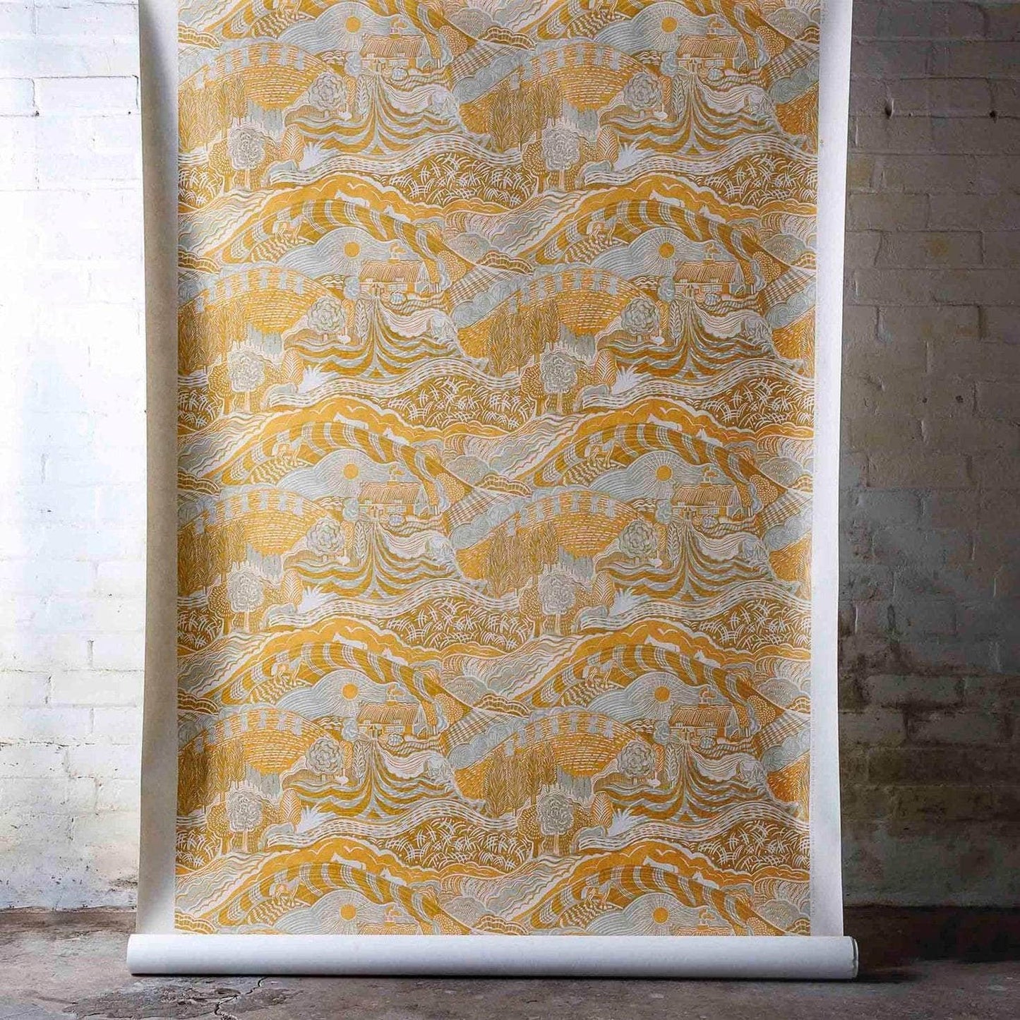 The Plough Wallpaper in Grey and Gold