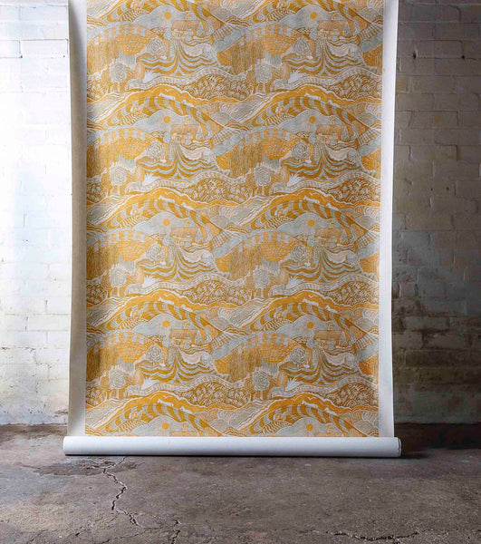 The Plough Wallpaper in Grey and Gold