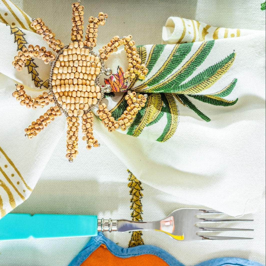 Hand-Printed Cotton Napkins - Palm Set of 4