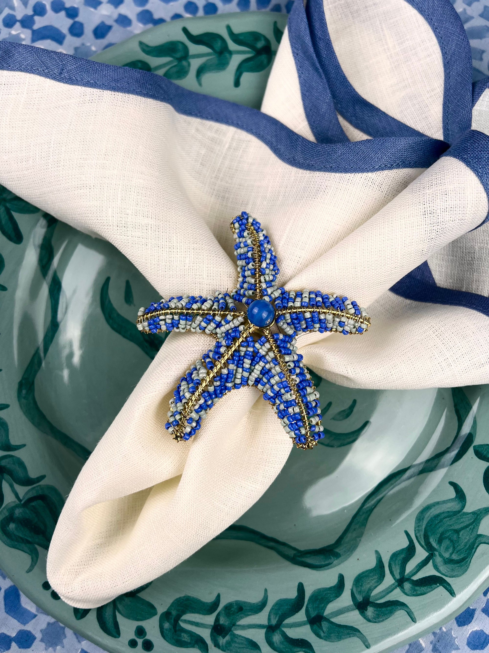 ’Sea Creatures’ Beaded Napkinrings - Ocean Blues (set of 4)
