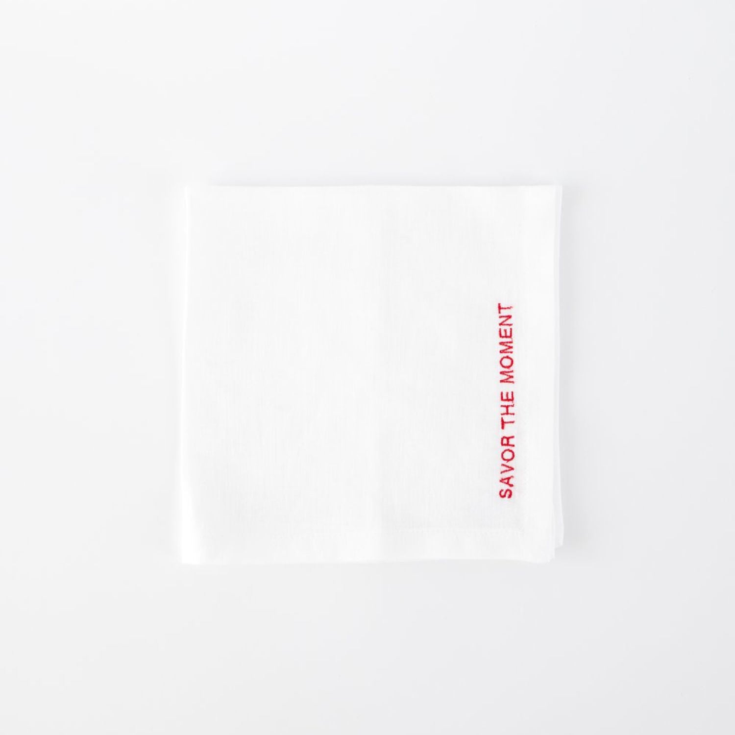 Embroidered Linen Napkins – “Savor the Moment” & “Love Always” Edition