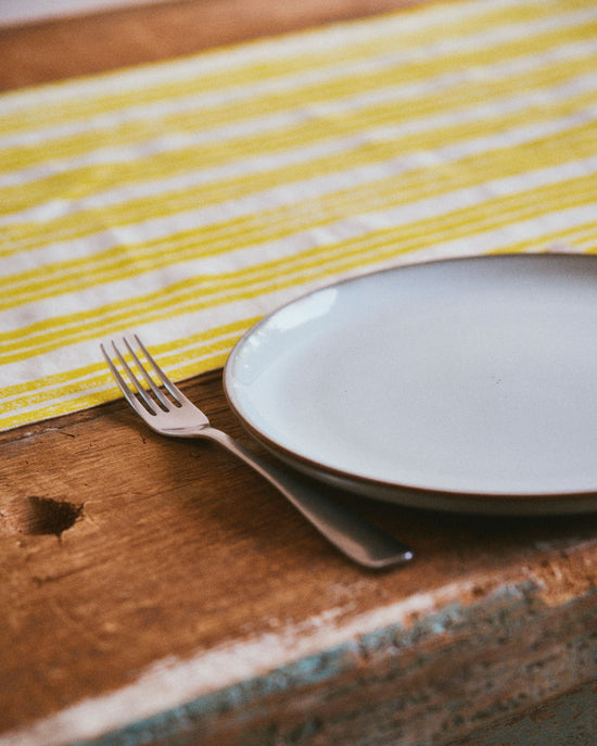 Lemon Yellow Stripe Table Runner