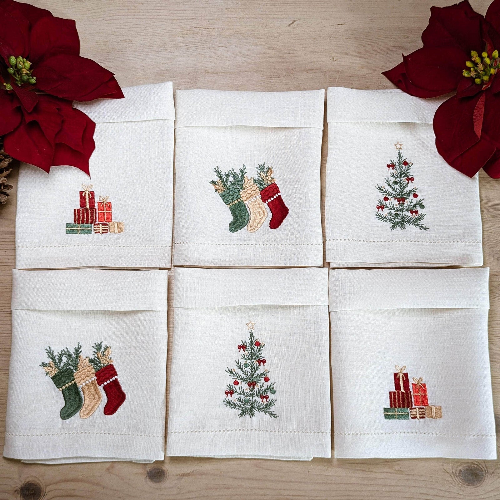 Christmas Embroidery Table Napkin (set of 6)