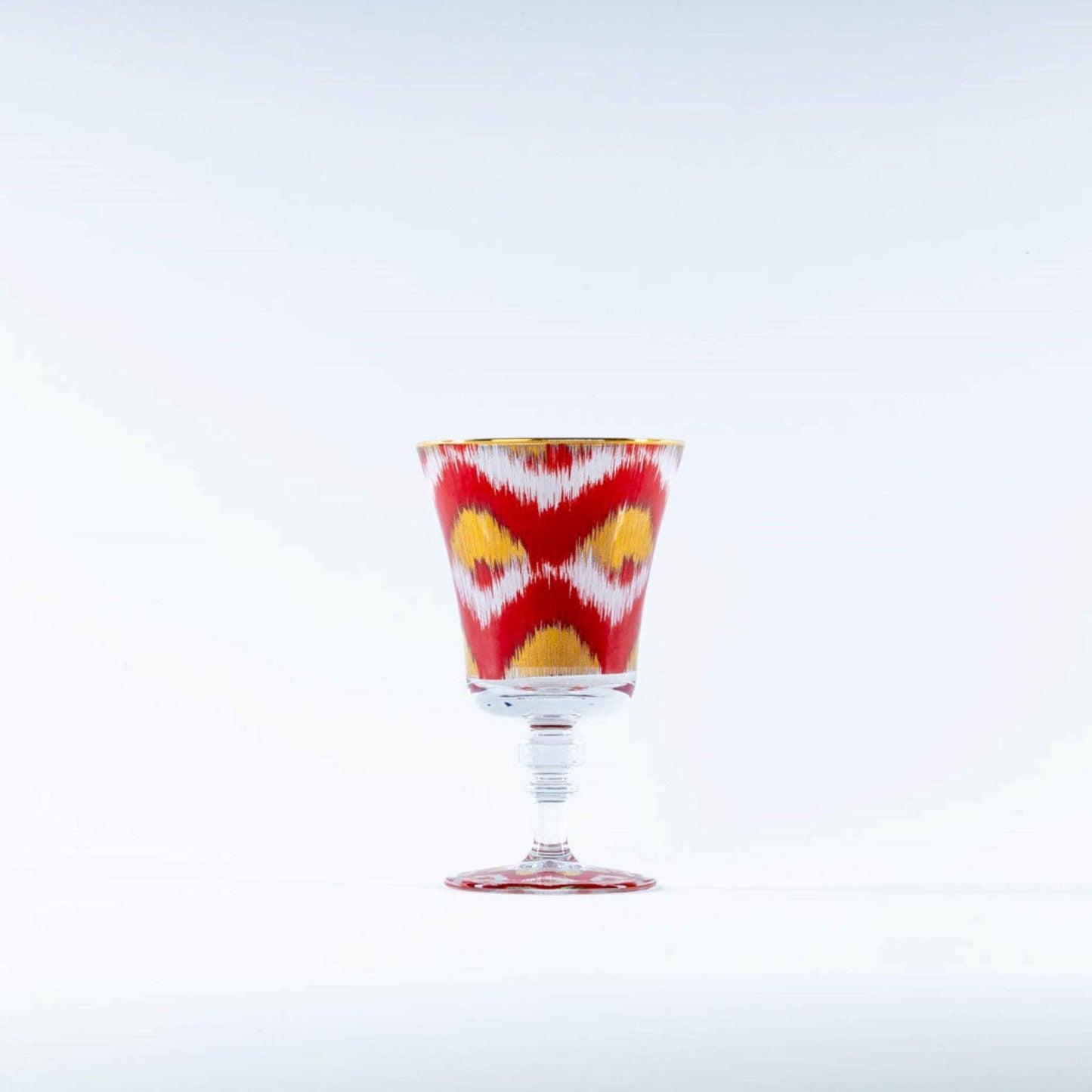Ikat Gold Glasses - Red Goblet Set of 4