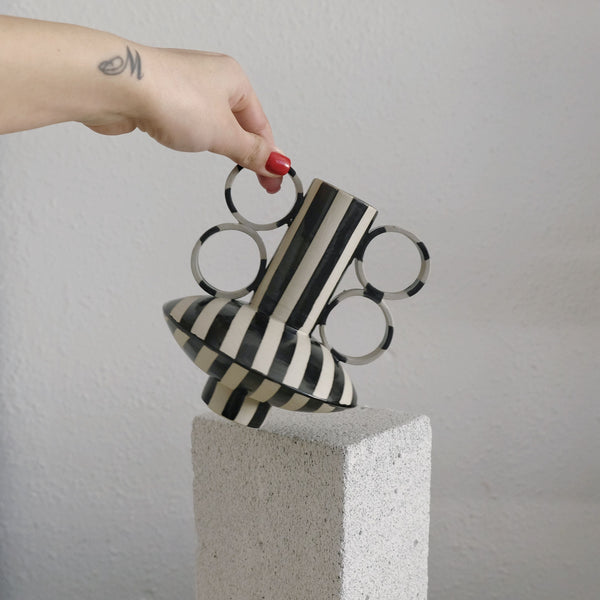Zebrino - Porcelain Vase - Black and White