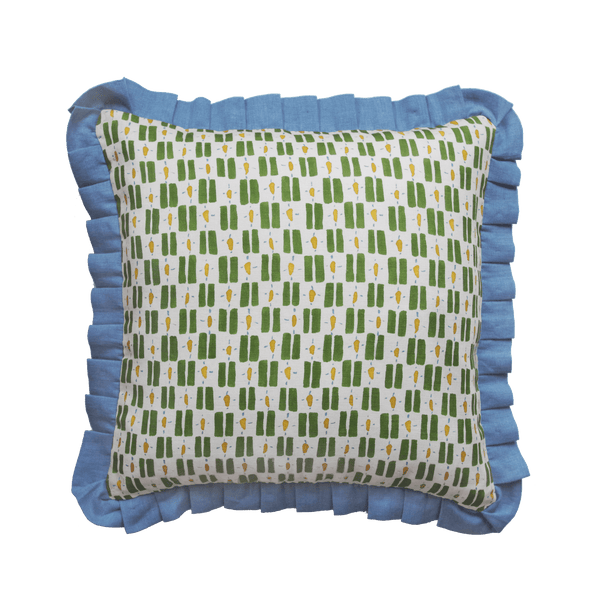 Printed Little Check Frill Cushion