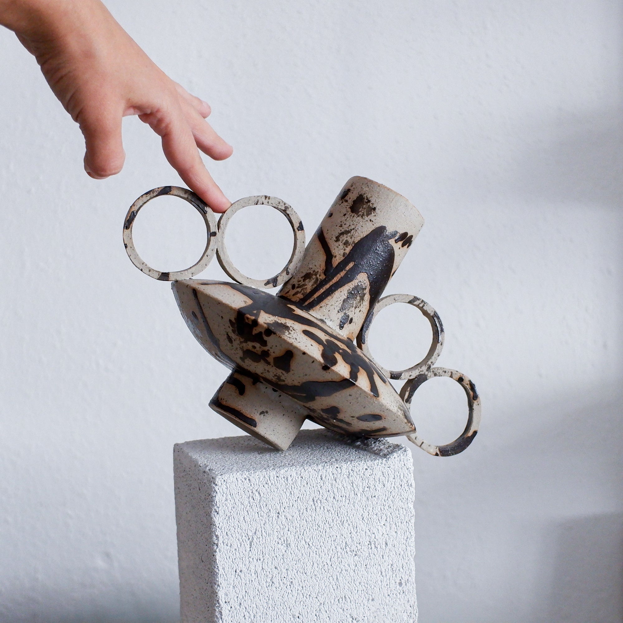 Zebrino - Matt Black Paint Splash - Ceramic Vase