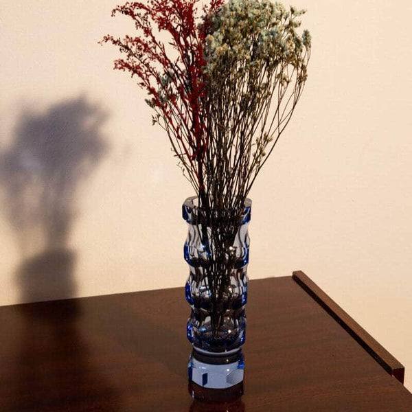 Vintage Faceted Crystal Vase, Oldrich Lipsky for VEB Glaswerke