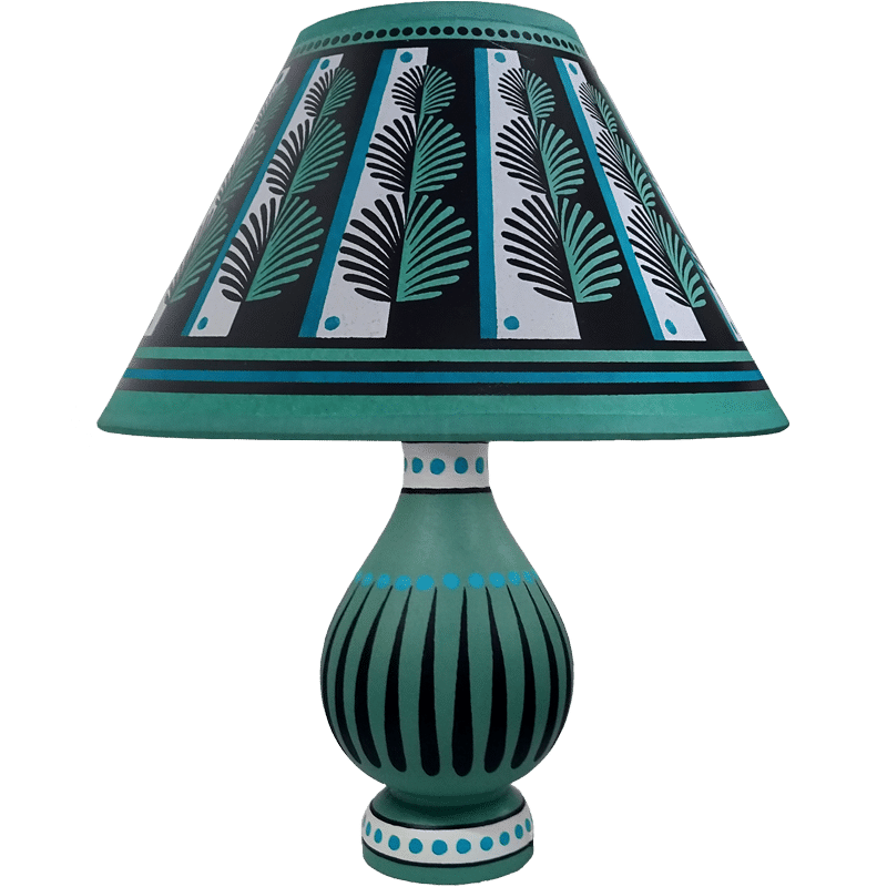 Stripey Vase Lamp - Green