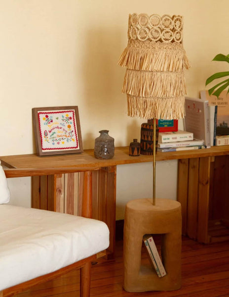 Natural Raffia Crochet & Ceramic Lamp