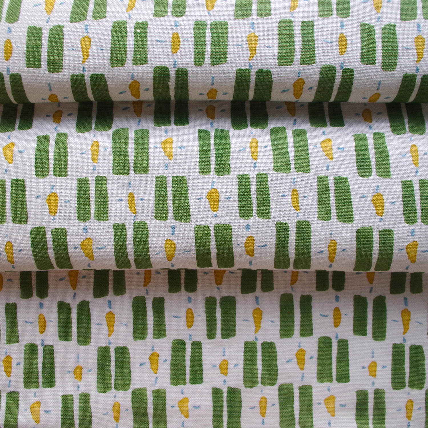 Printed Little Check Fabric - Green