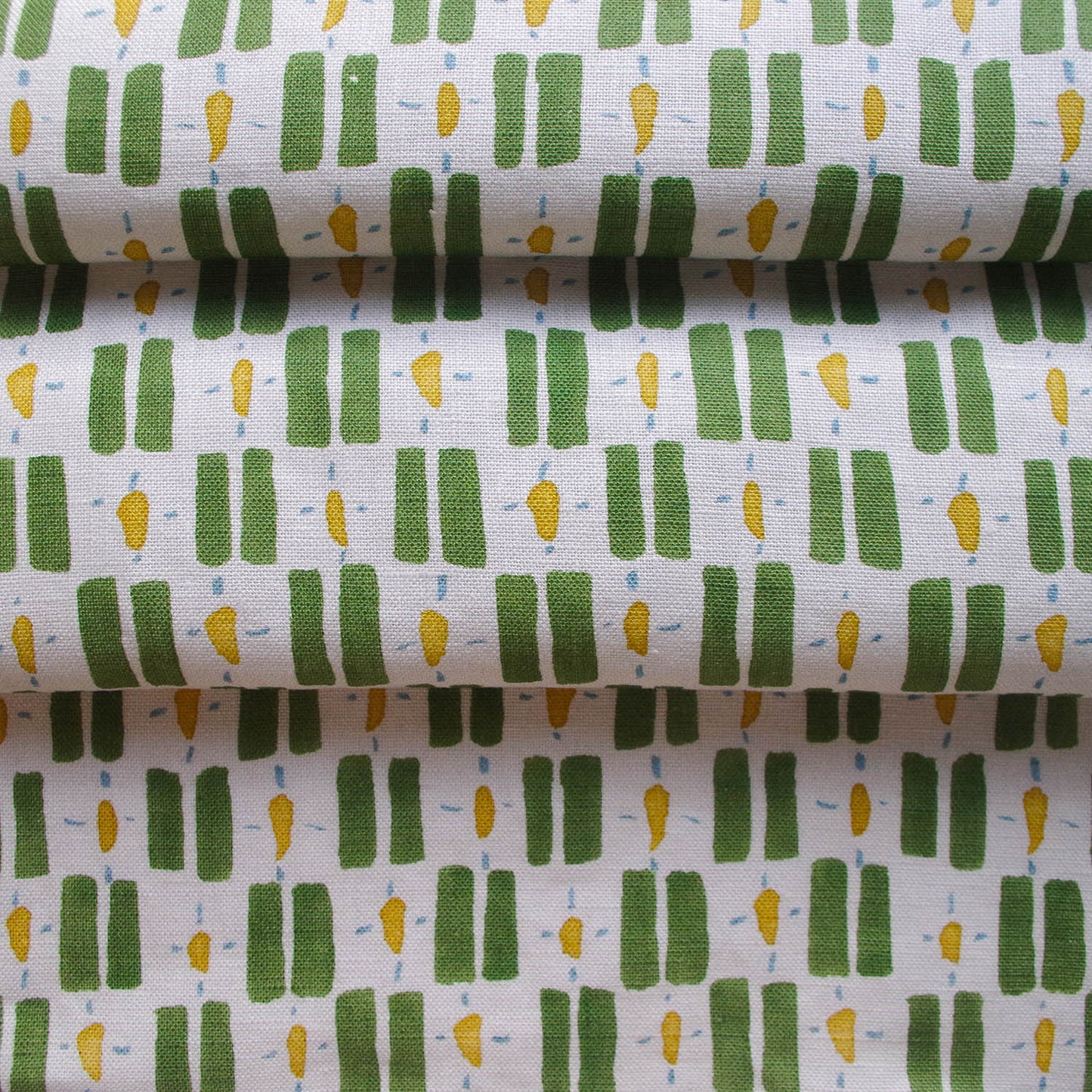 Printed Little Check Fabric - Green