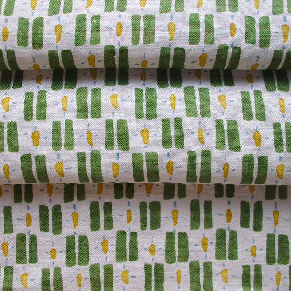 Printed Little Check Fabric - Green