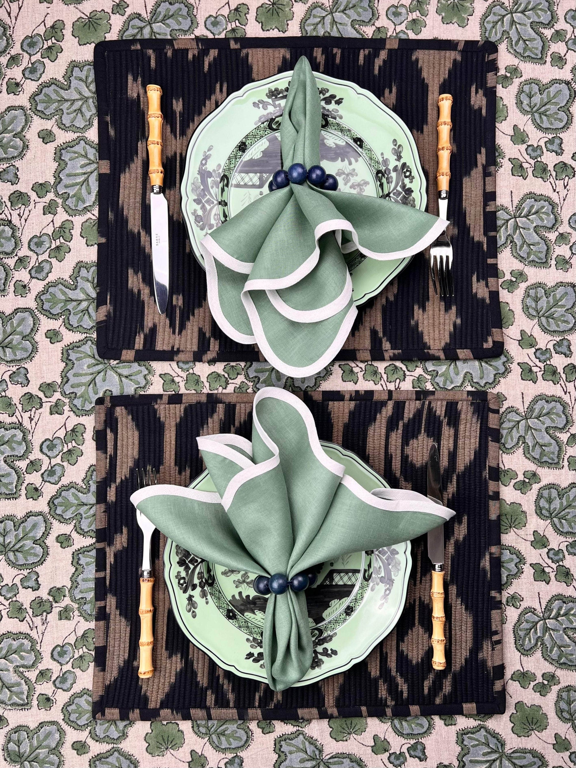 The Breakfast Ikat Placemat - Black & Taupe