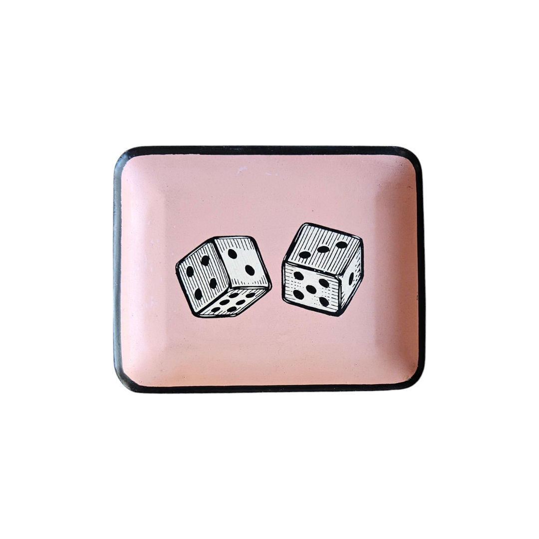 Hand-Painted Iron Vide-Poche – Dice