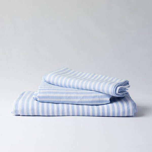 Blue Stripes Linen Tablecloth