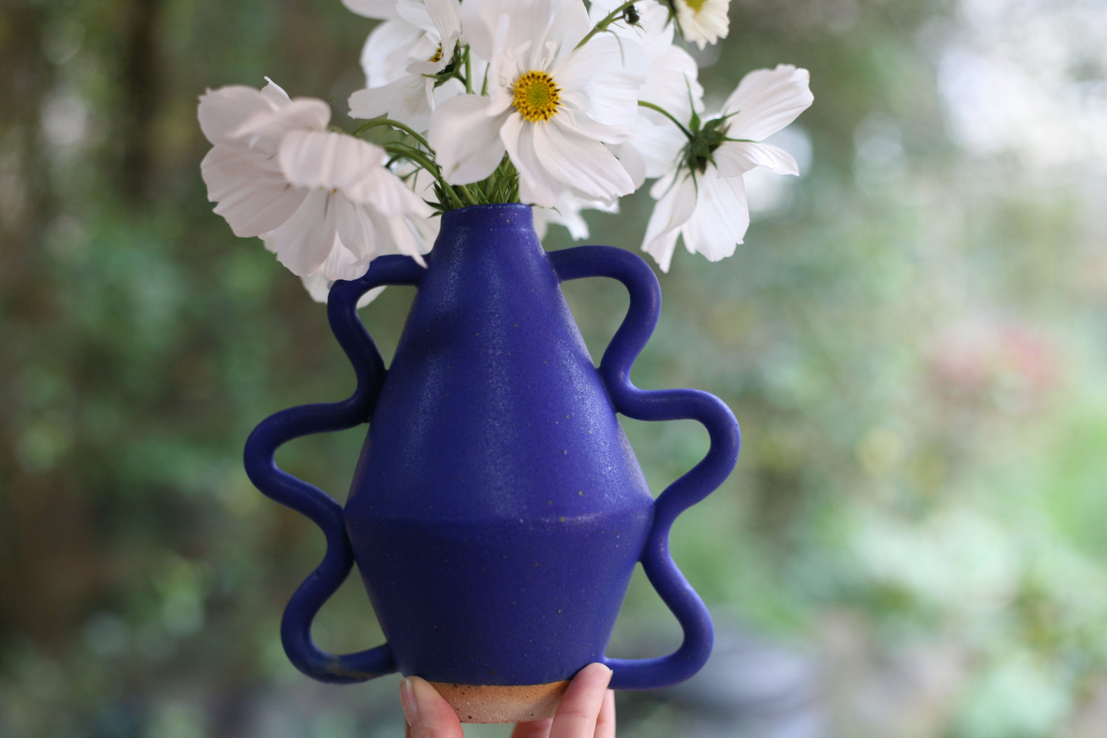 Blue Diamond Vase with Wiggle Handles