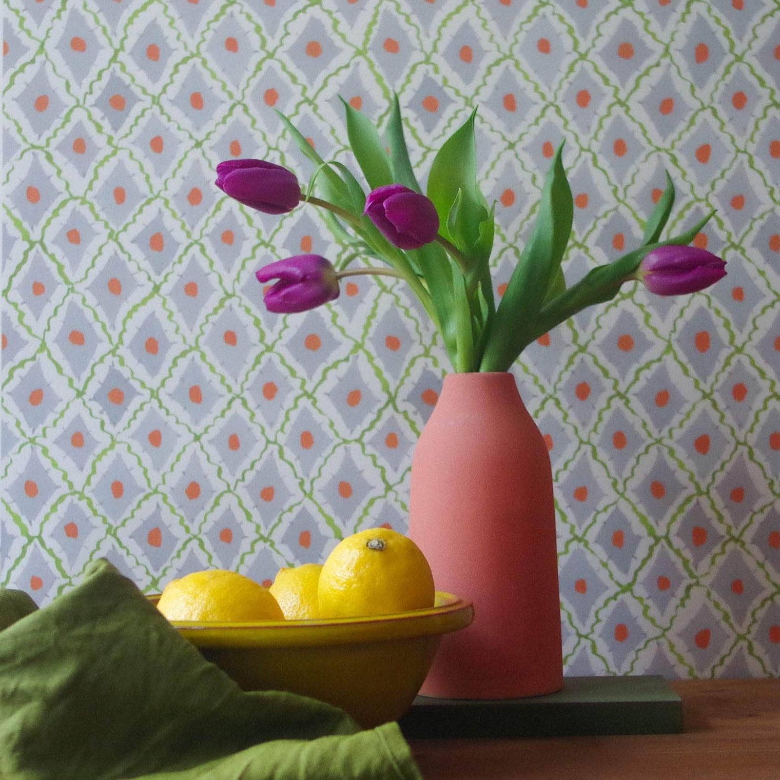 Printed Diamonds Wallpaper - Green