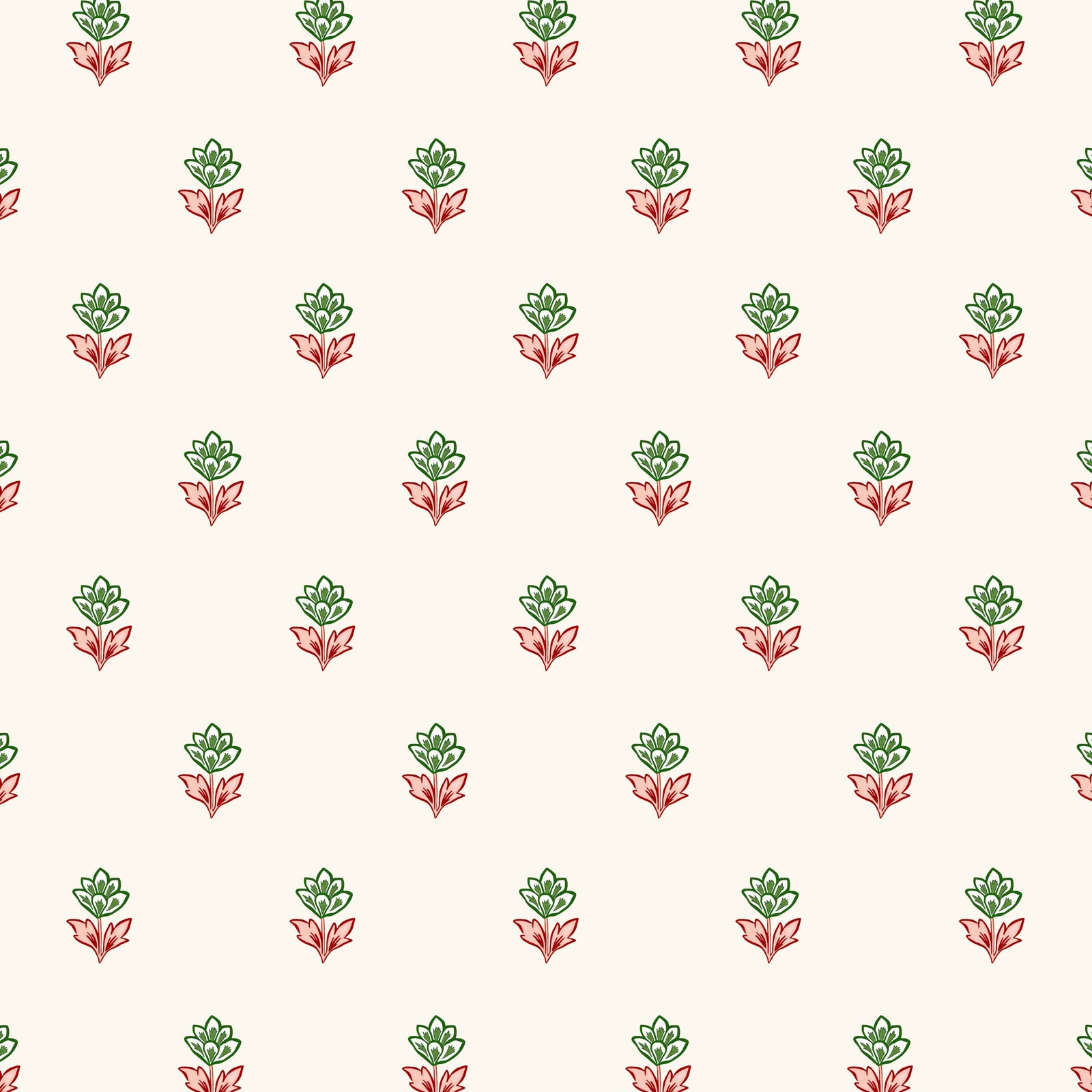 Indian Tulips Wallpaper - Pink and Green