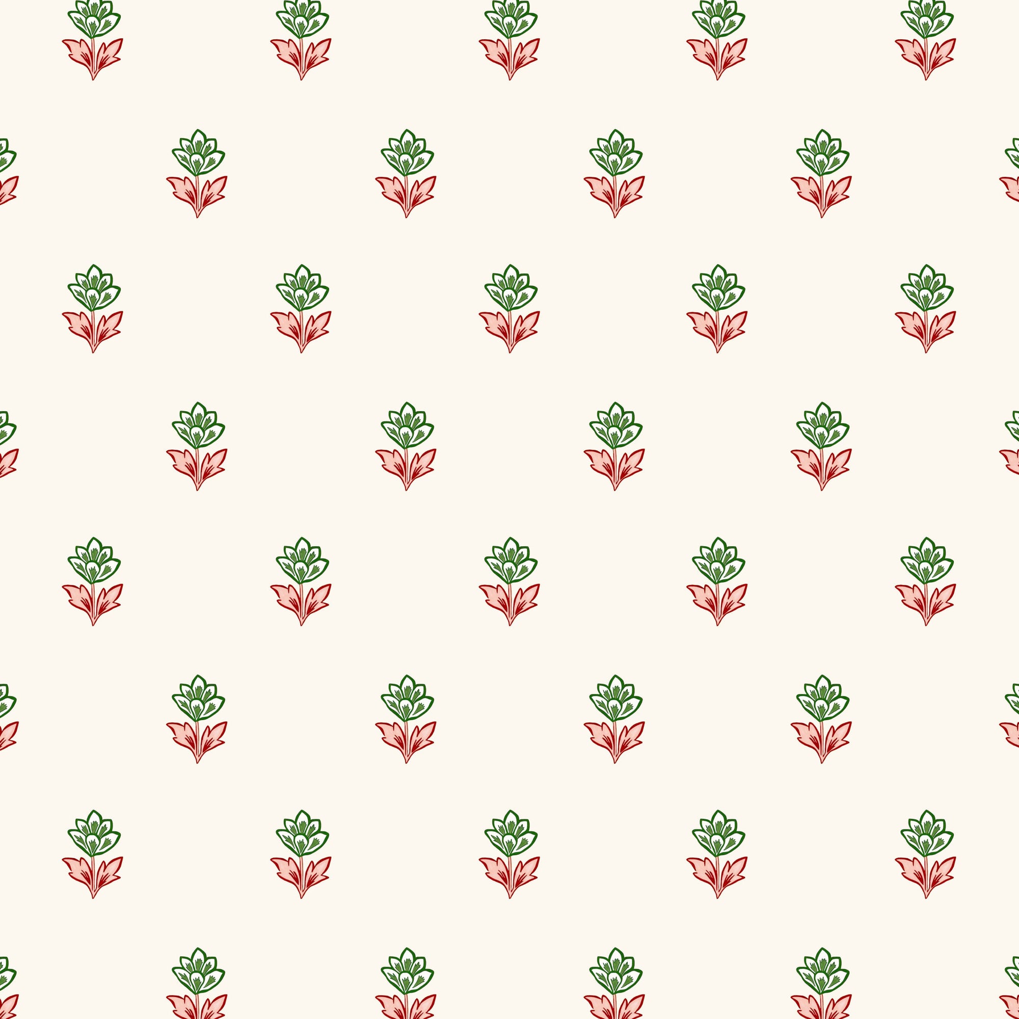 Indian Tulips Wallpaper - Pink and Green