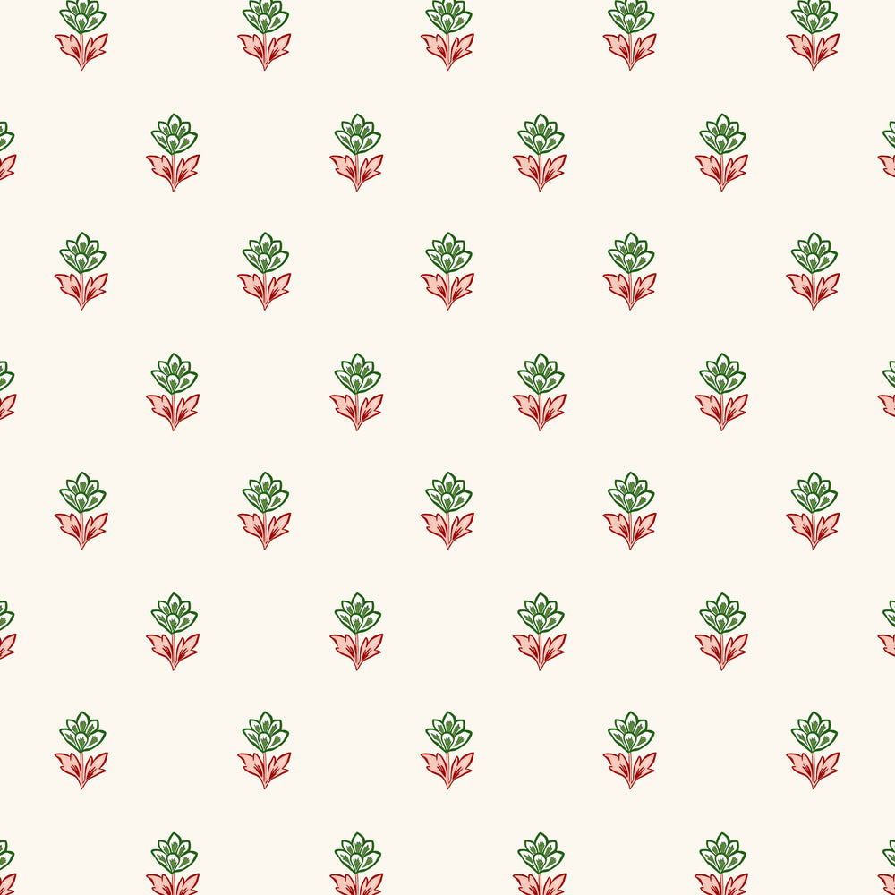 Indian Tulips Wallpaper - Pink and Green