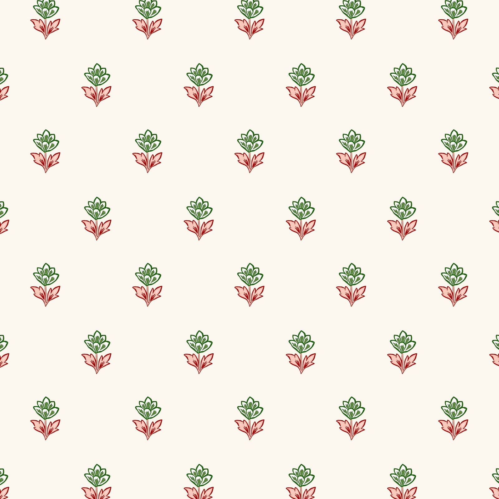 Indian Tulips Wallpaper - Pink and Green