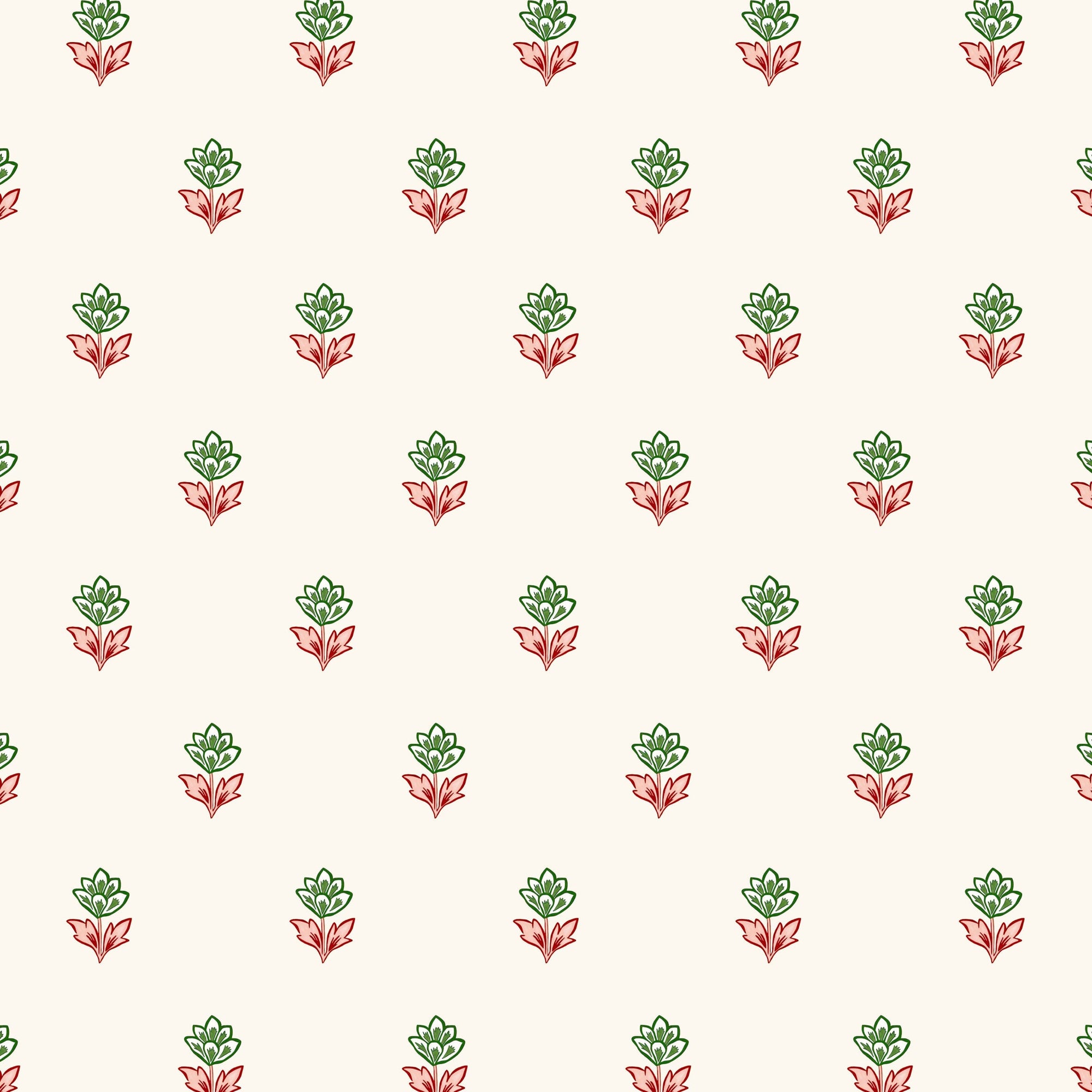 Indian Tulips Wallpaper - Pink and Green