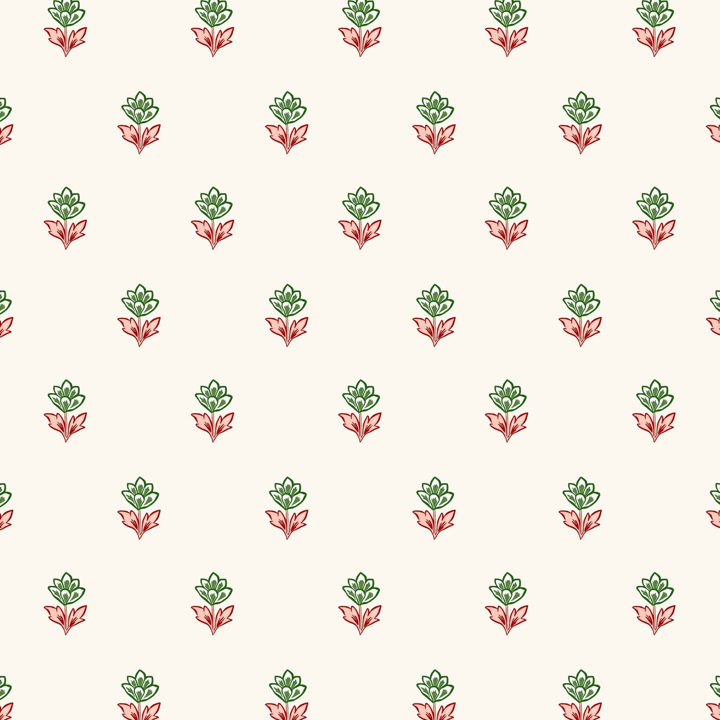 Indian Tulips Wallpaper - Pink and Green
