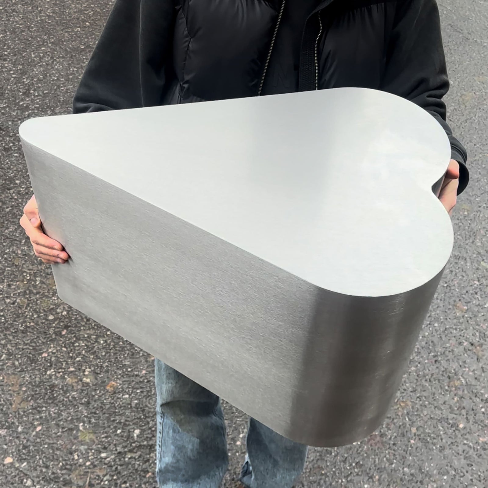 Heart Stainless Steel Brushed Side Table