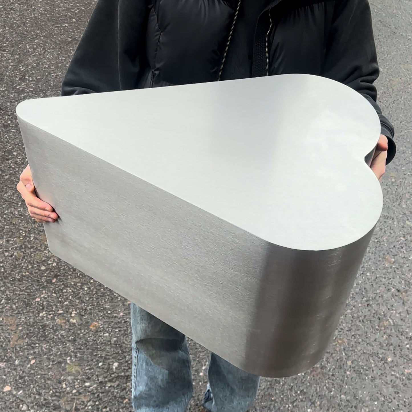 Heart Stainless Steel Brushed Side Table